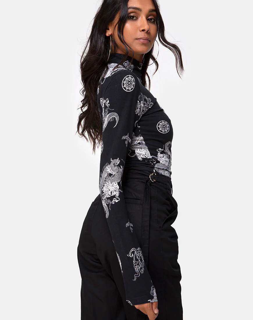 Lara Crop Top in Black Dragon - Image 2