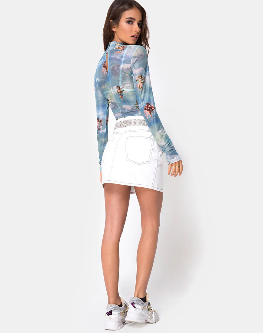 Lara Crop Top in Angel Sky Blue Mesh - Image 7