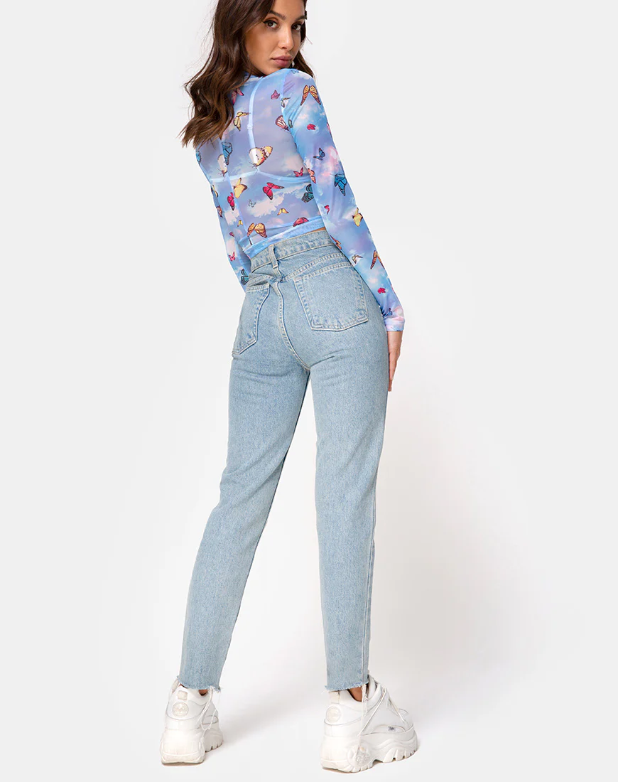Lara Top in Mesh Blue Butterfly - Image 4