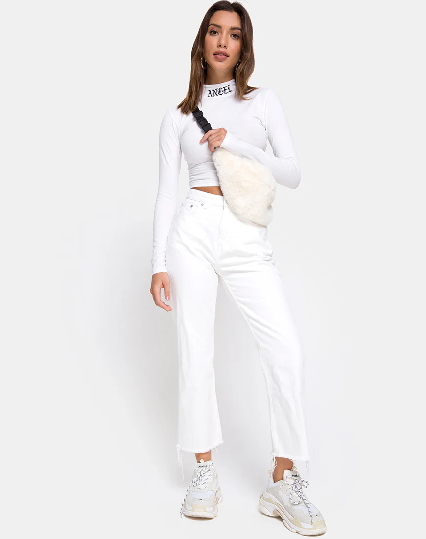 Lara Crop in White with Angel Embro - Image 2