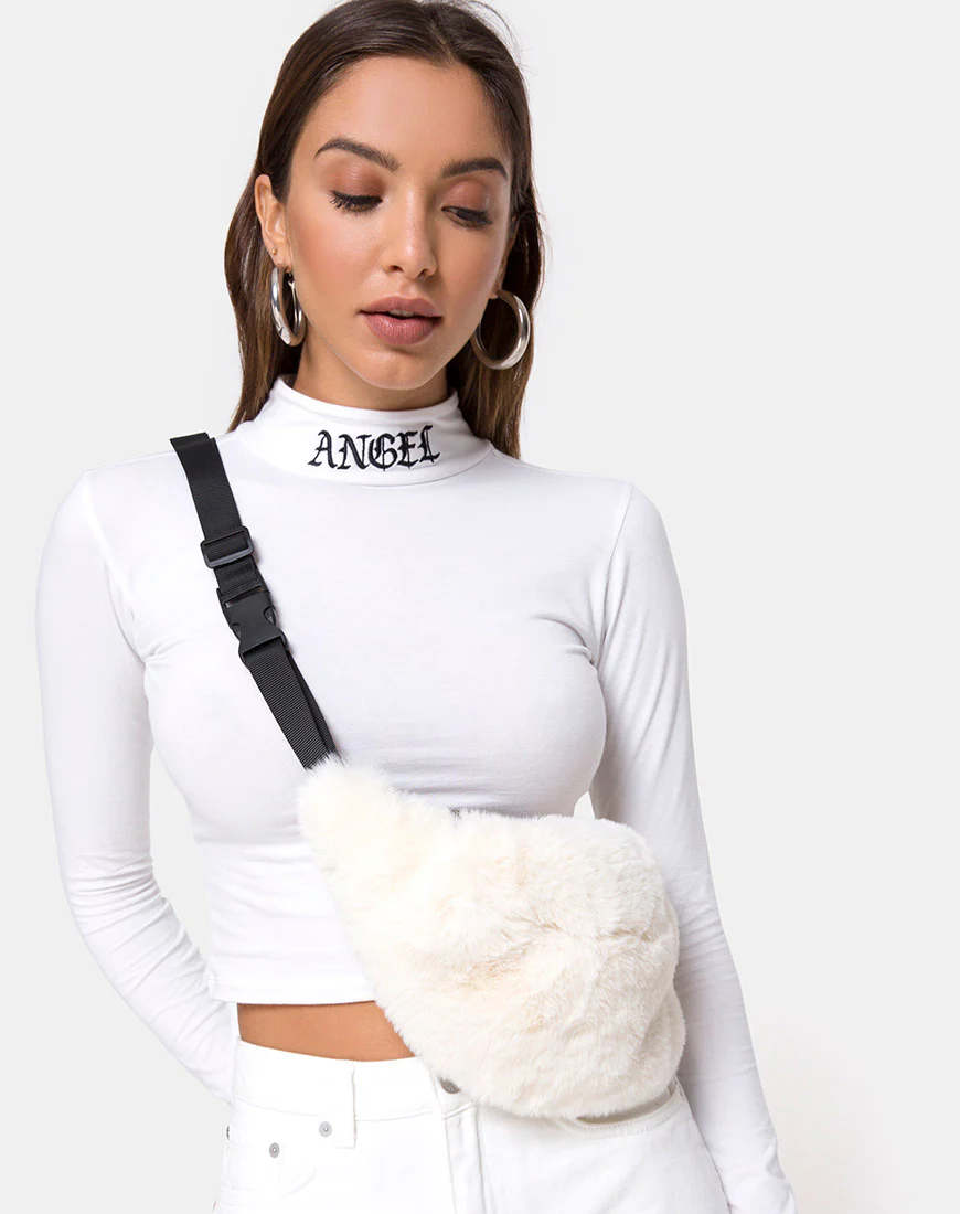 Lara Crop in White with Angel Embro - Image 3