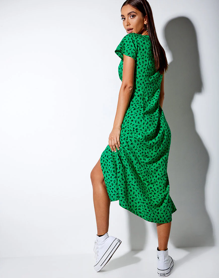 Larin Midi Dress in Dainty Daisy Green - Image 2