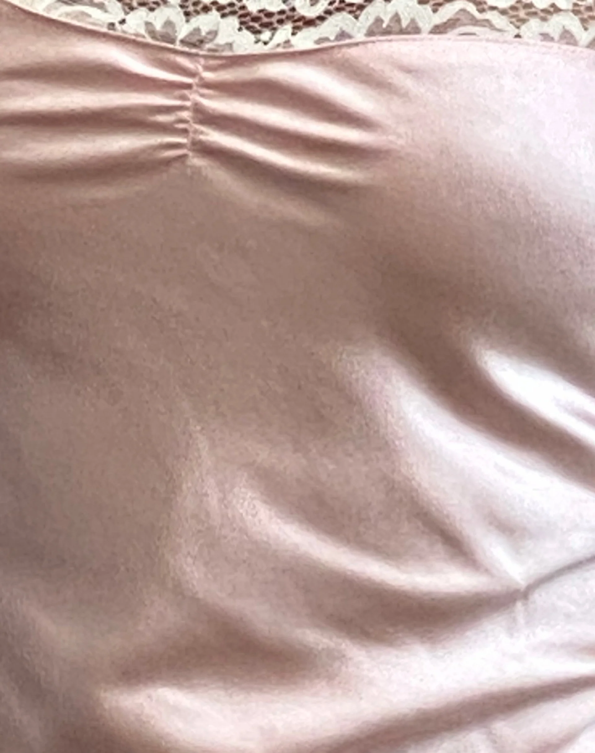 Larna Lace Trim Satin Mini Dress in Baby Pink - Image 7