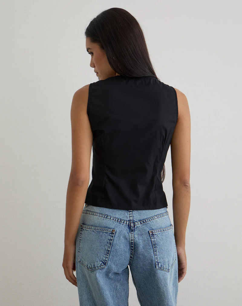 Lasily V Neck Corset Top in Black - Image 4