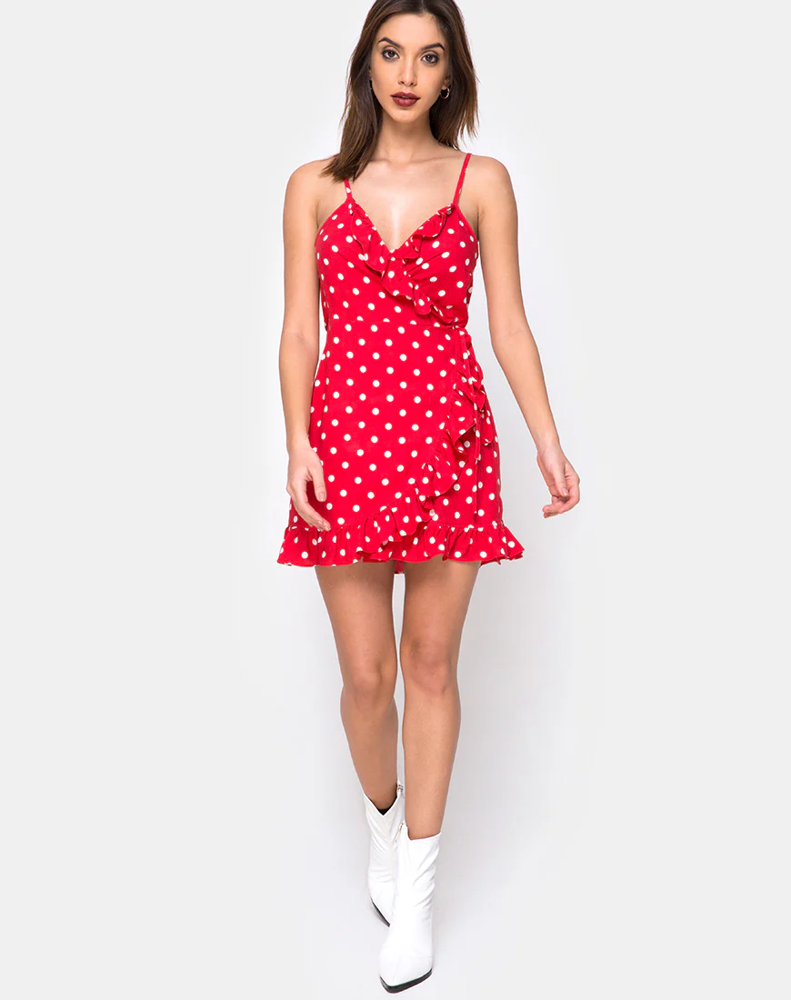 Lasky Dress in Medium Polka Red and White - Image 3