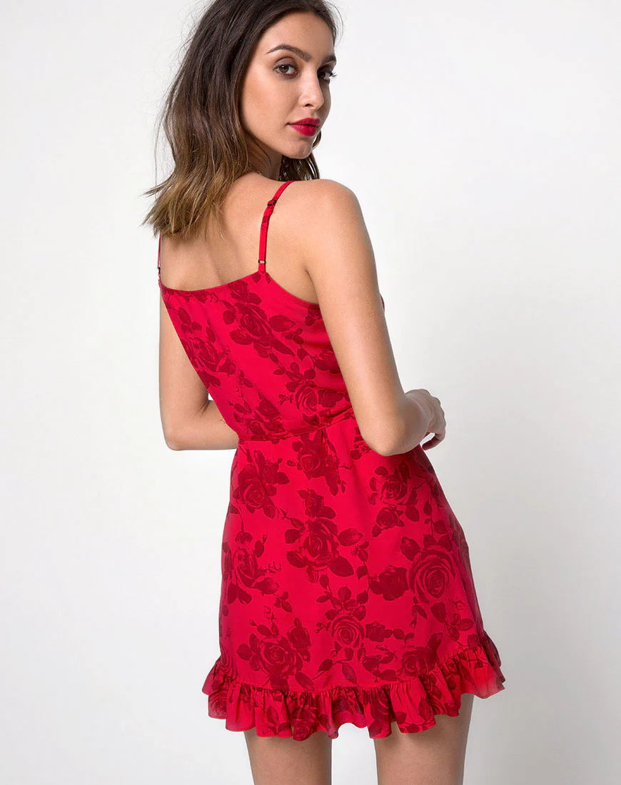 Lasky Slip Dress in Tonal Floral Red - Image 2