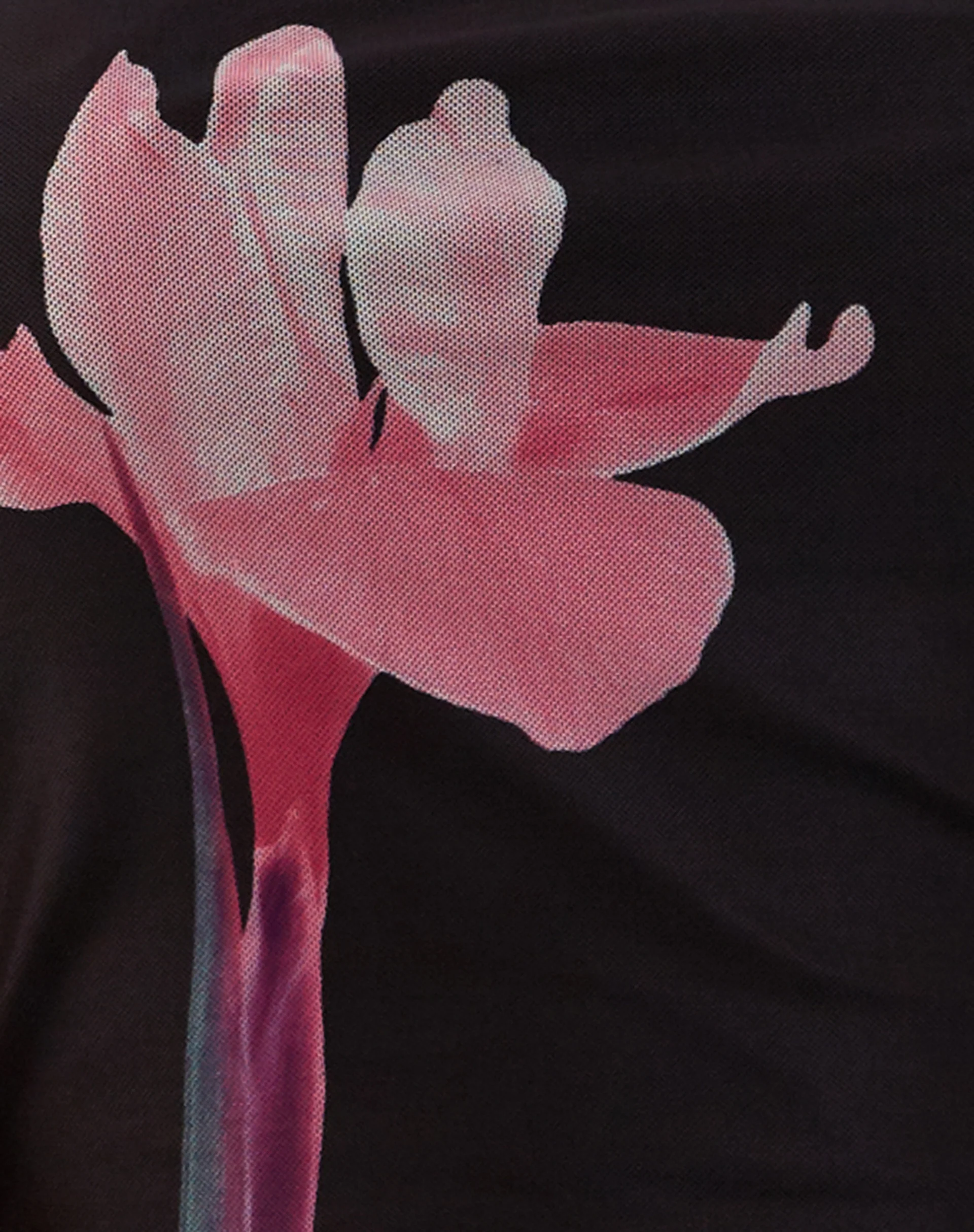 Lassie Midi Skirt in Black with Pink Flower Placement - Image 6