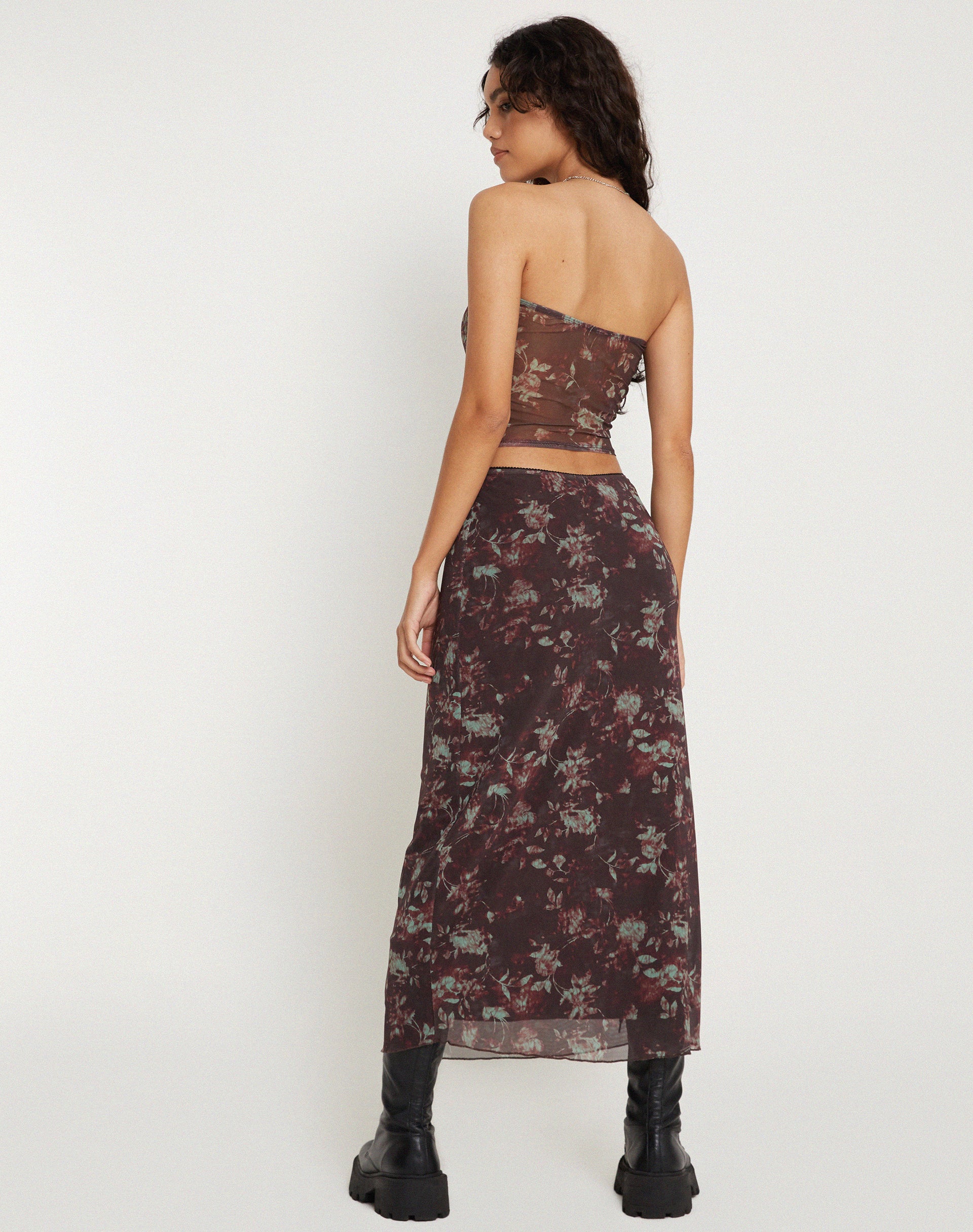 Lassie Maxi Skirt in Botanical Floral Brown - Image 5