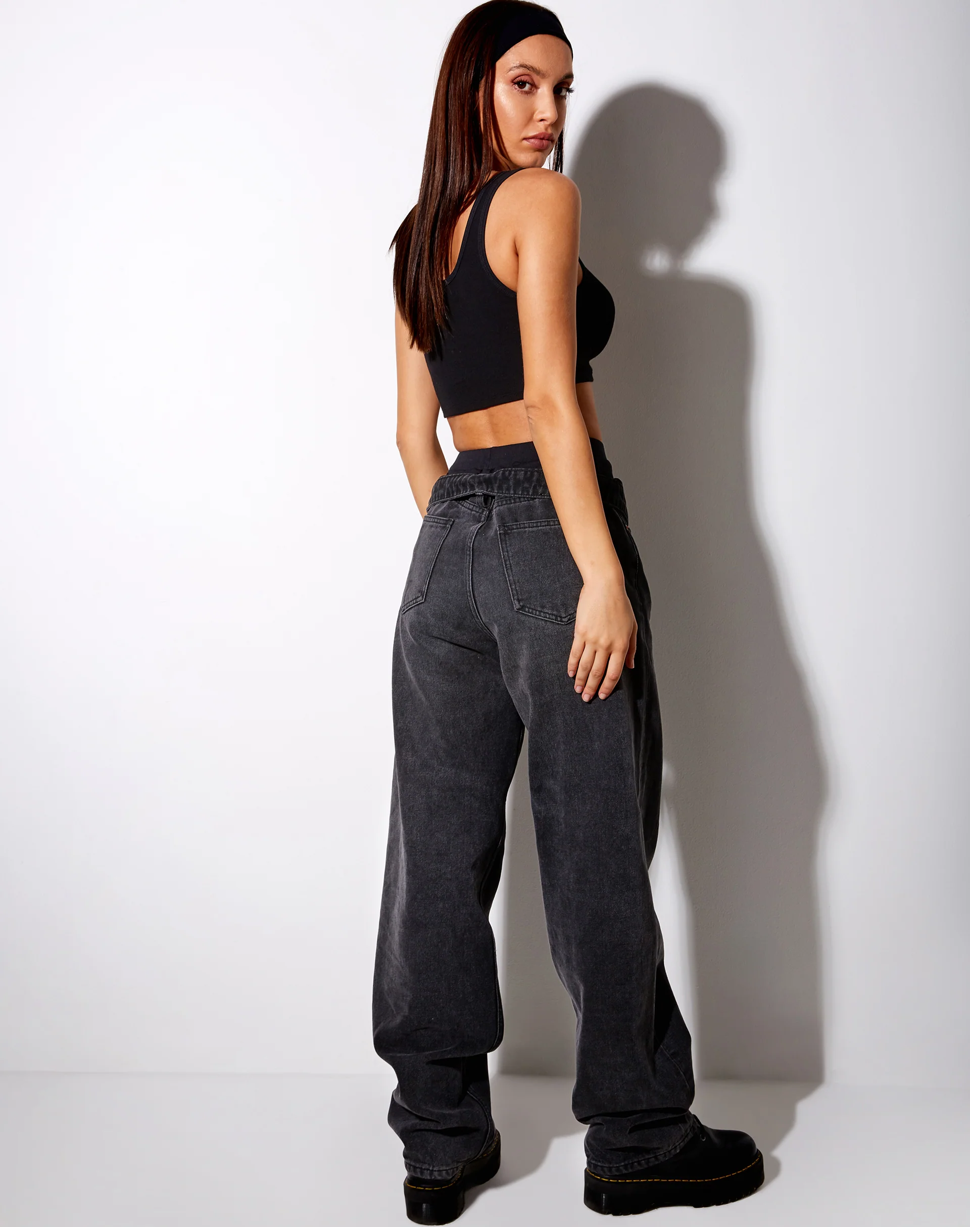 Lathi Crop Top in Rib Black "Lover" Embro - Image 5