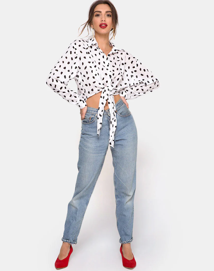 Lauv Shirt in Diana Dot White - Image 3