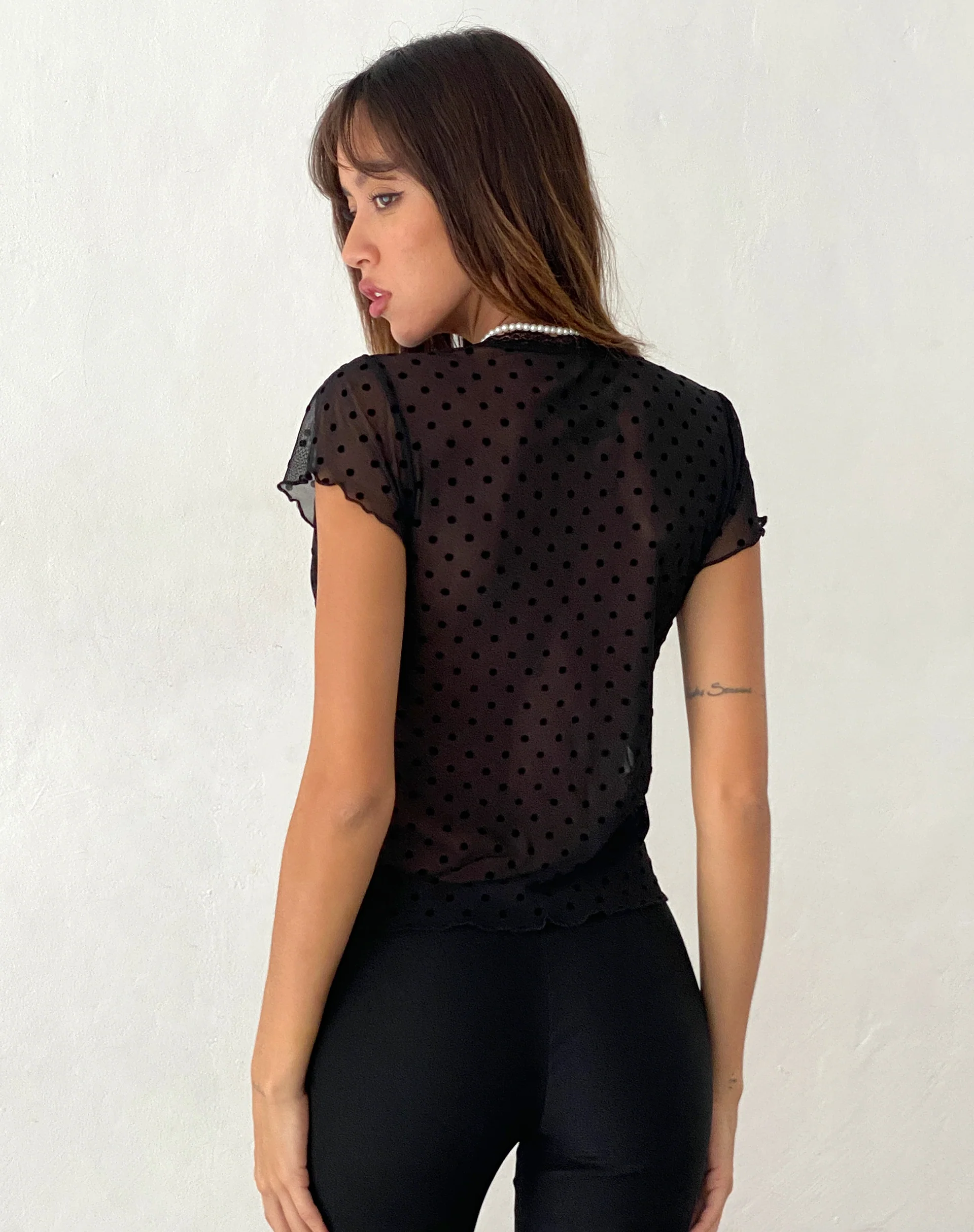 Lavanya Butterfly Top in Polka Black Flock - Image 5