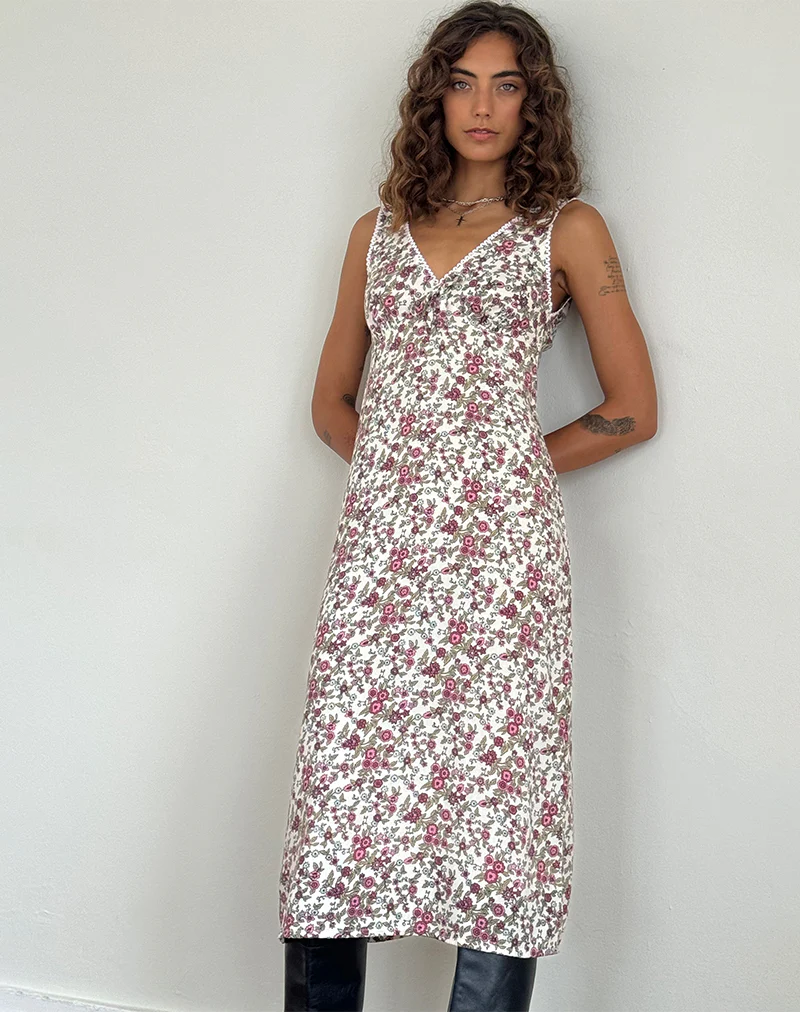 Lavisha Midi Dress in Vintage Bloom Ivory - Image 2