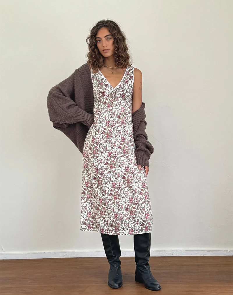 Lavisha Midi Dress in Vintage Bloom Ivory - Image 4