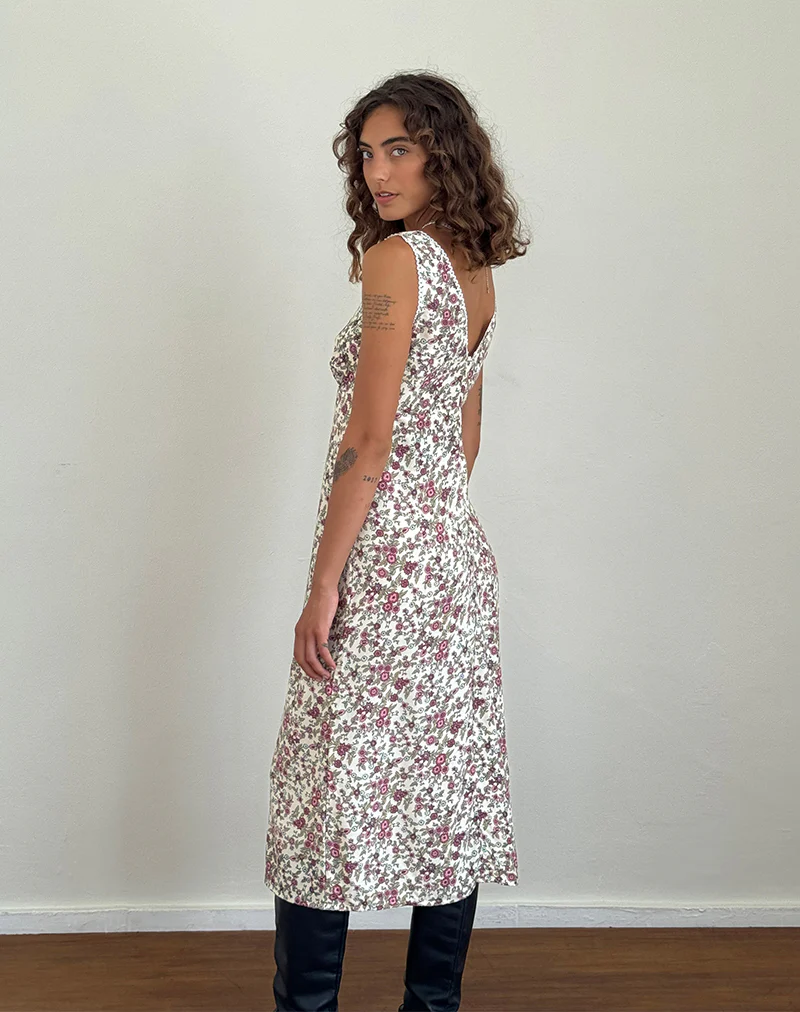 Lavisha Midi Dress in Vintage Bloom Ivory - Image 5