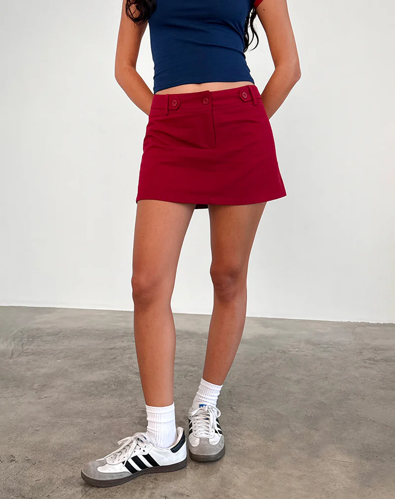 Lavonne Mini Skirt in Red - Image 2