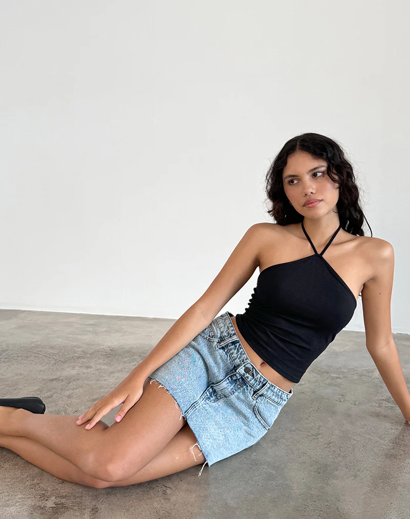 Layti Halterneck Basic Top in Black - Image 2