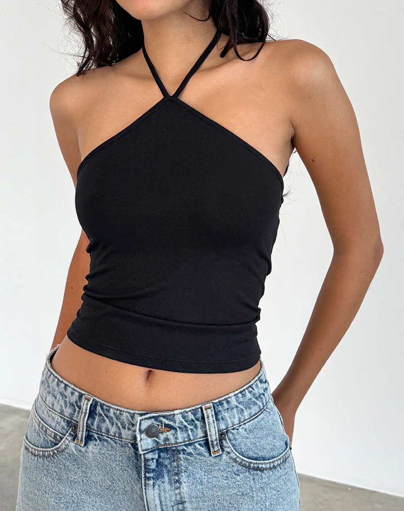 Layti Halterneck Basic Top in Black - Image 5