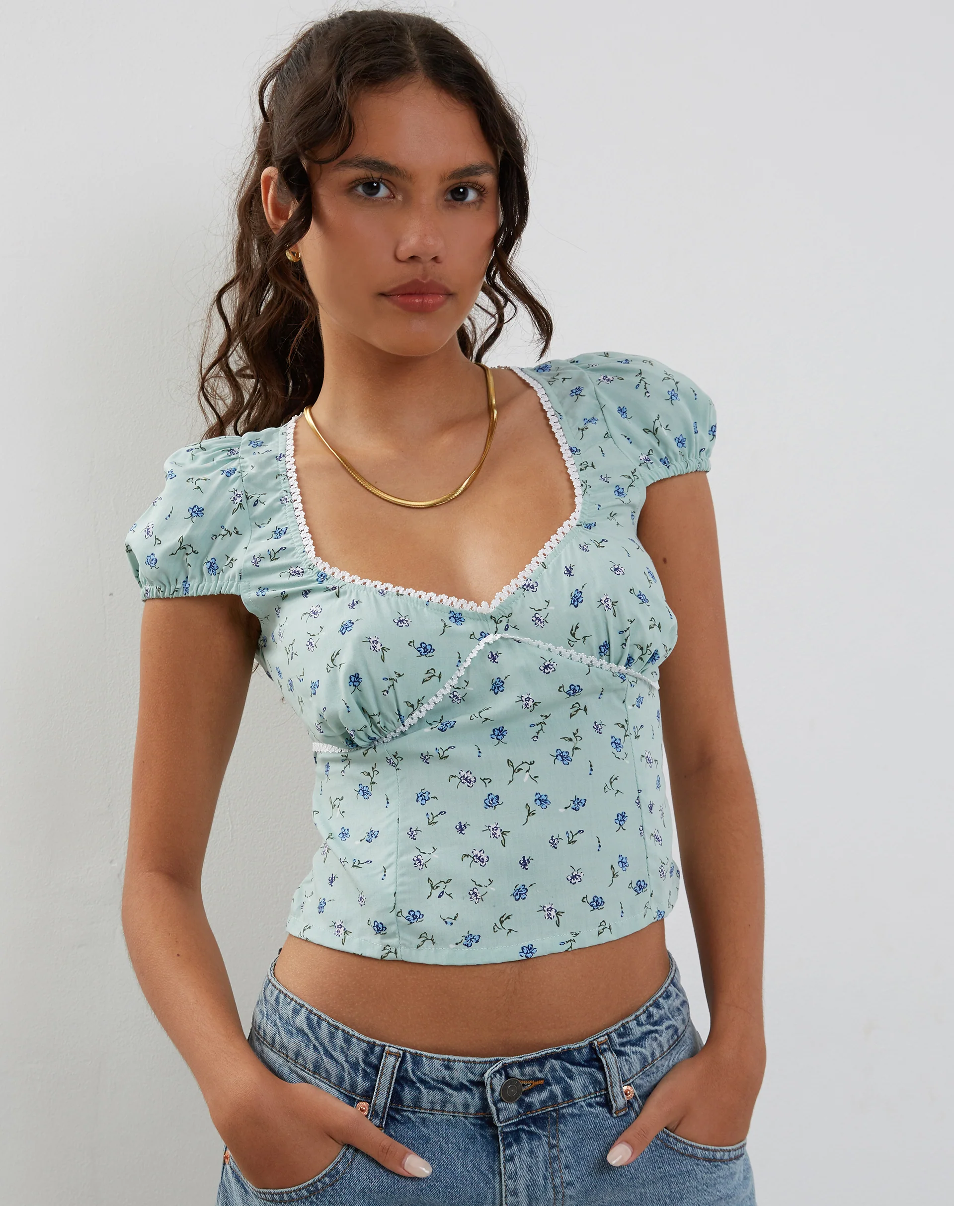 Laz Top in Pretty Petal Green - Image 2