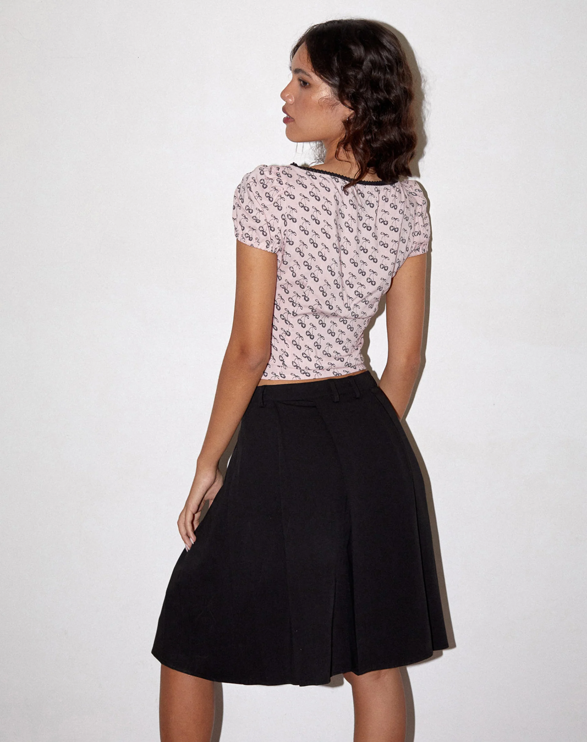 Laz Top in Cherry Pink Sketch Print - Image 5