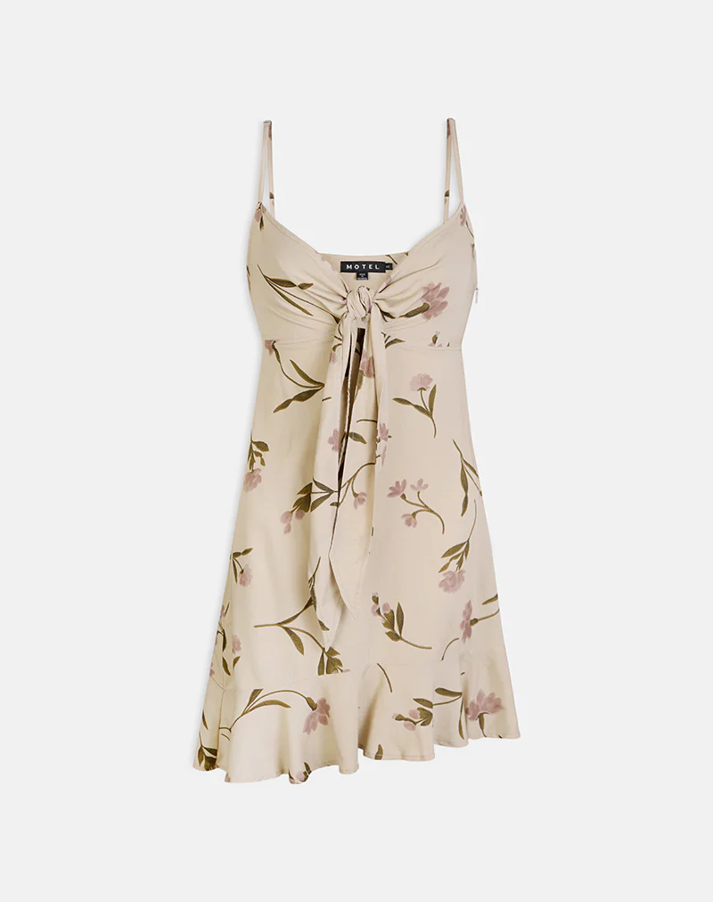 Lazlo Mini Dress in Bloom Leafy Taupe - Image 5