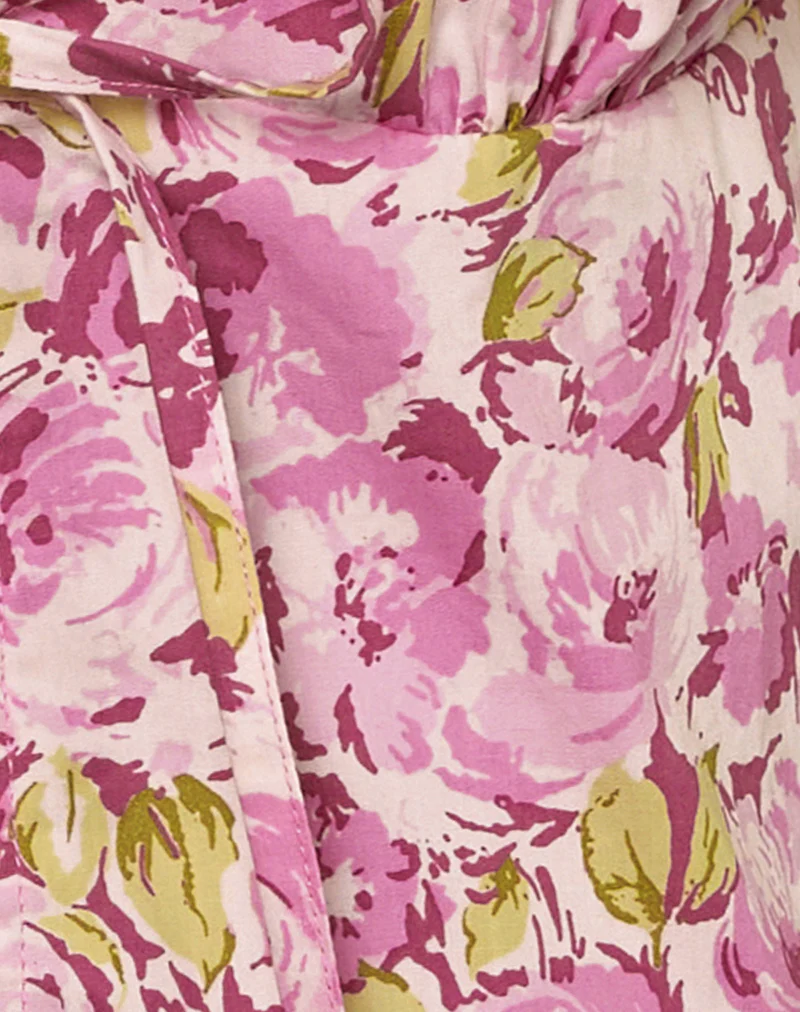Leda Tie Front Top in Blossom Floral Pink - Image 6