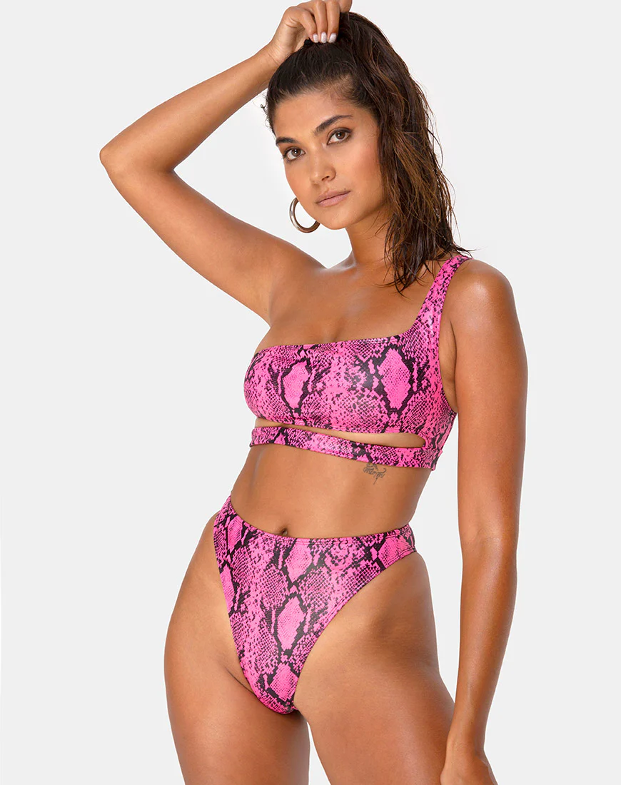 Ledra Bikini Bottom in Snake Pink - Image 3