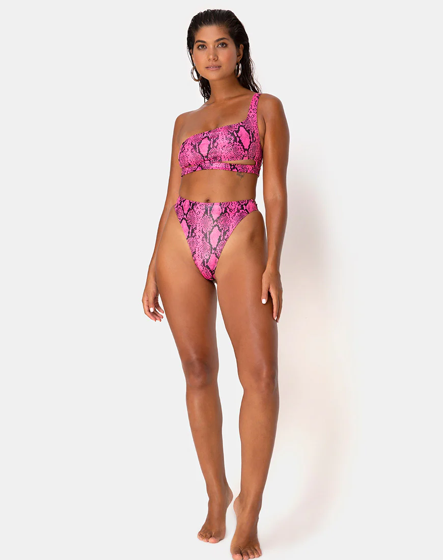 Ledra Bikini Top in Snake Pink - Image 3