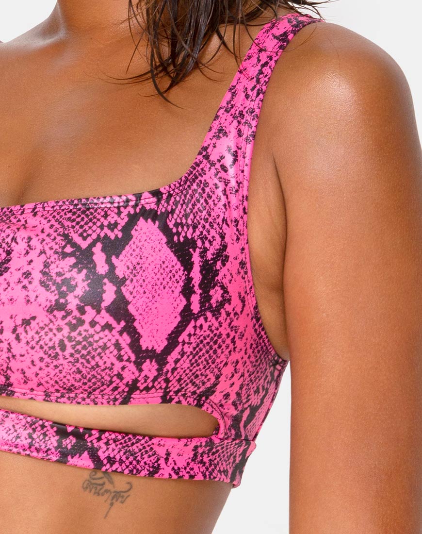 Ledra Bikini Top in Snake Pink - Image 5