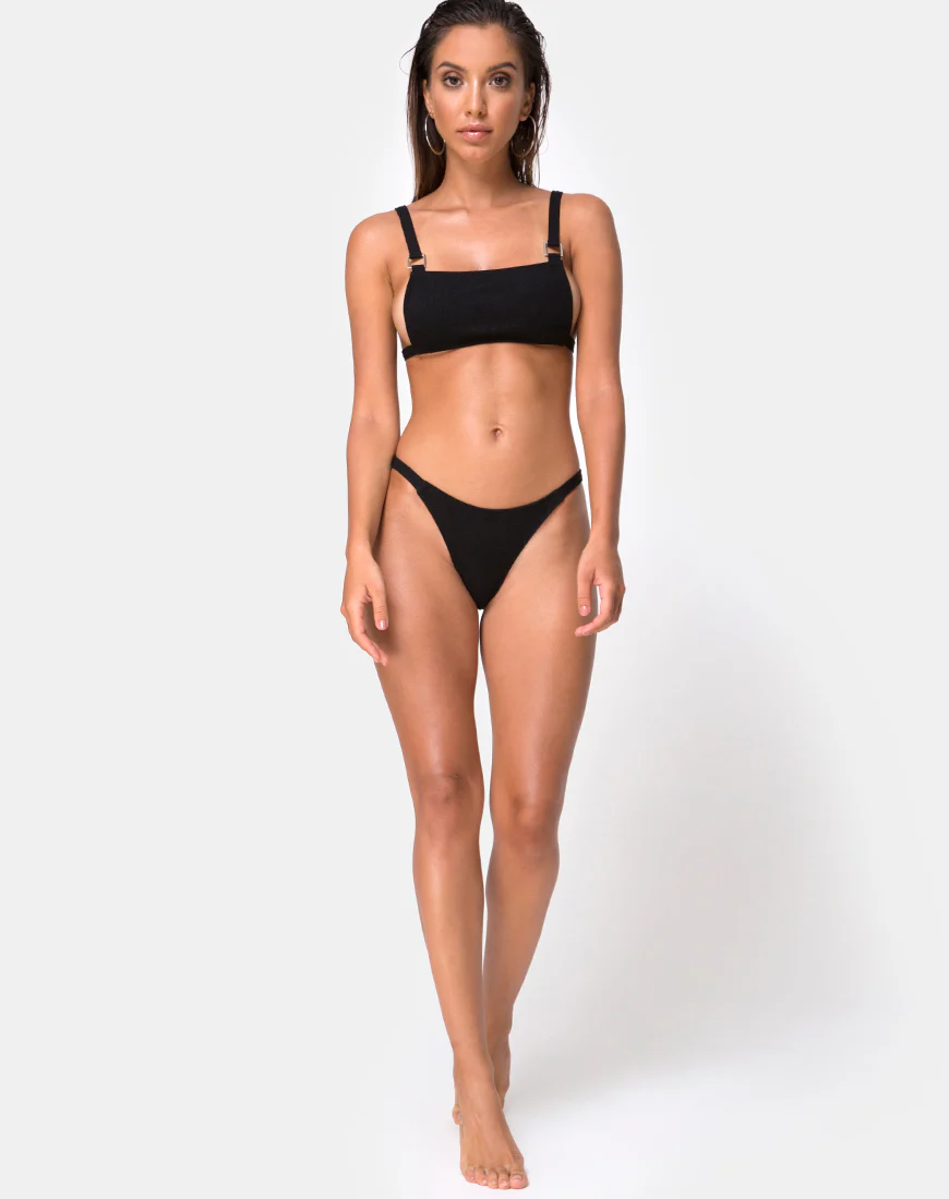 Leema Bikini Top in Black Rib - Image 3