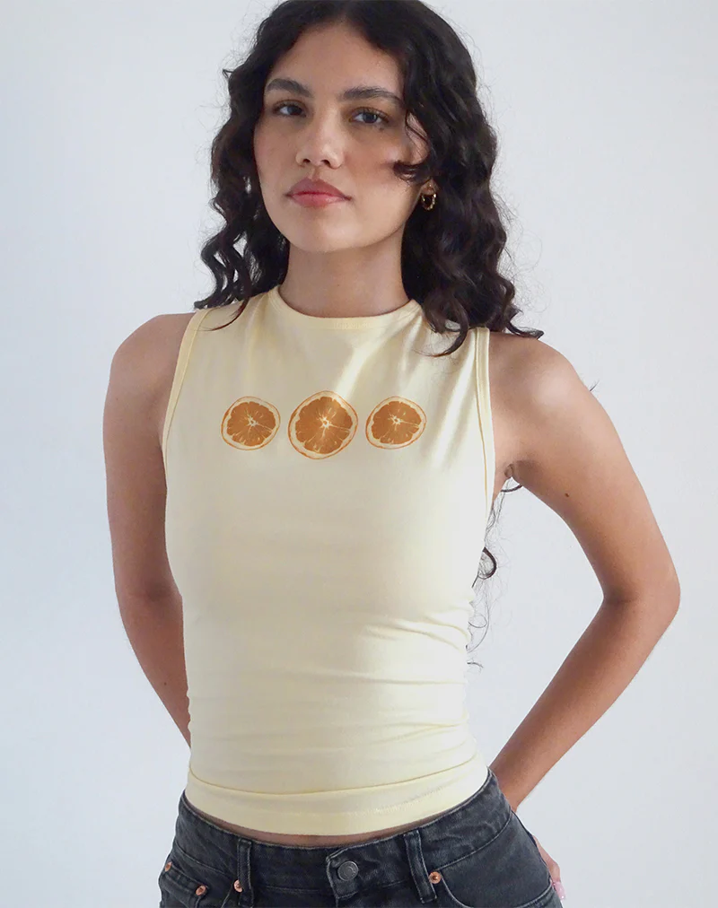 Leen Tank Top in Buttermilk Oranges - Image 2
