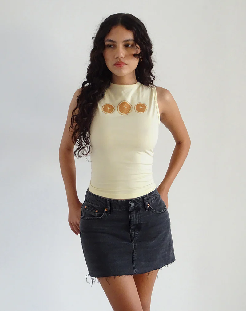 Leen Tank Top in Buttermilk Oranges - Image 5