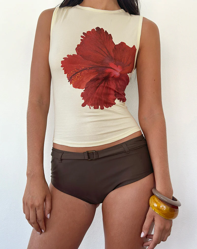 Leen Vest Top in Hibiscus Buttermilk - Image 3