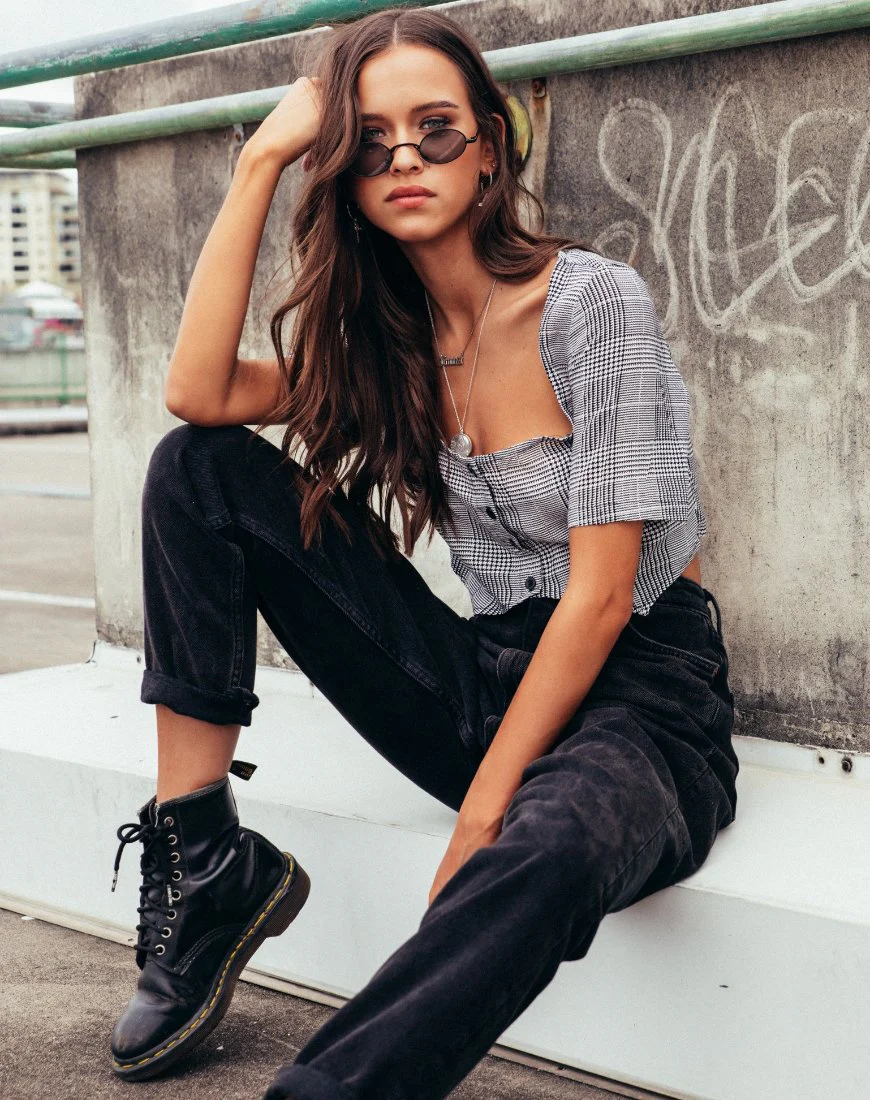 Legia Crop Top in Charles Check Grey - Image 2
