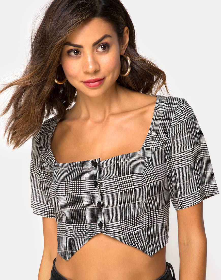Legia Crop Top in Charles Check Grey - Image 3