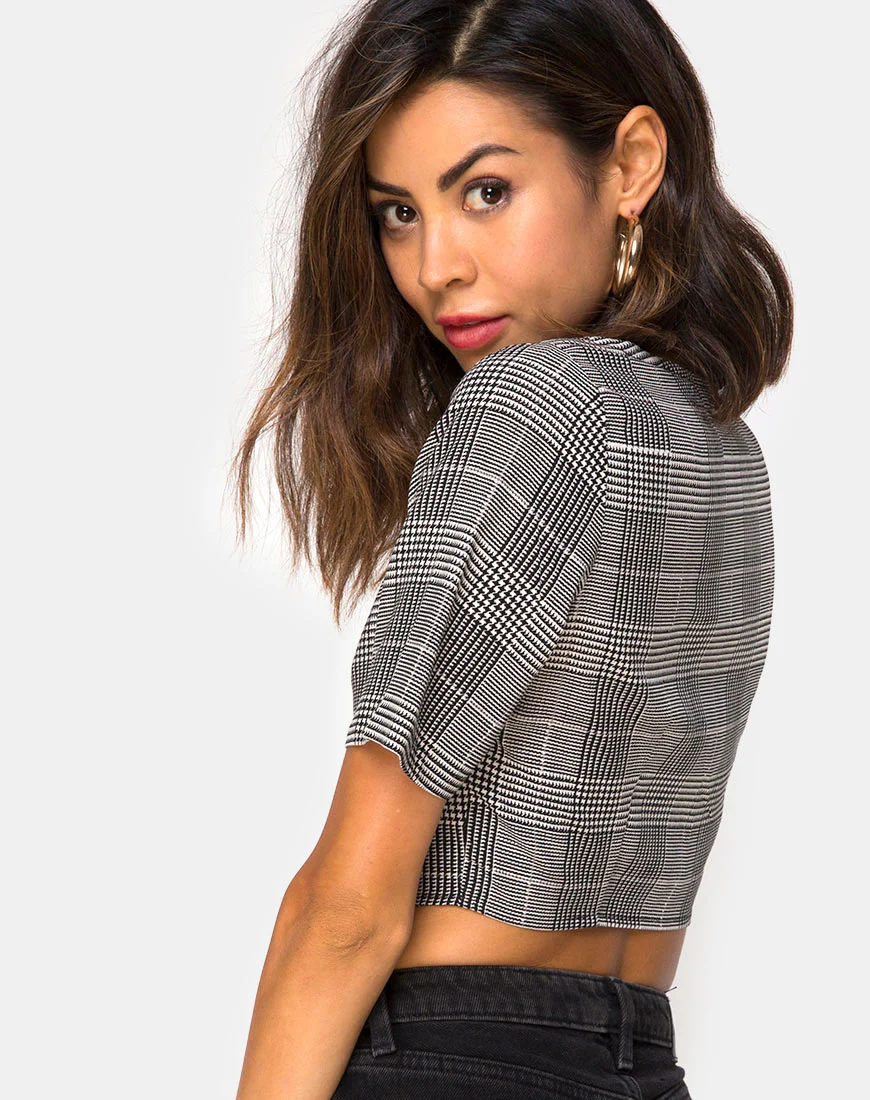 Legia Crop Top in Charles Check Grey - Image 4