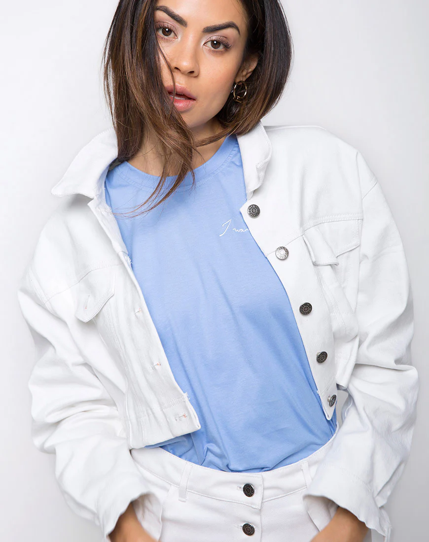 Leisk Mini Skirt in Denim White - Image 5