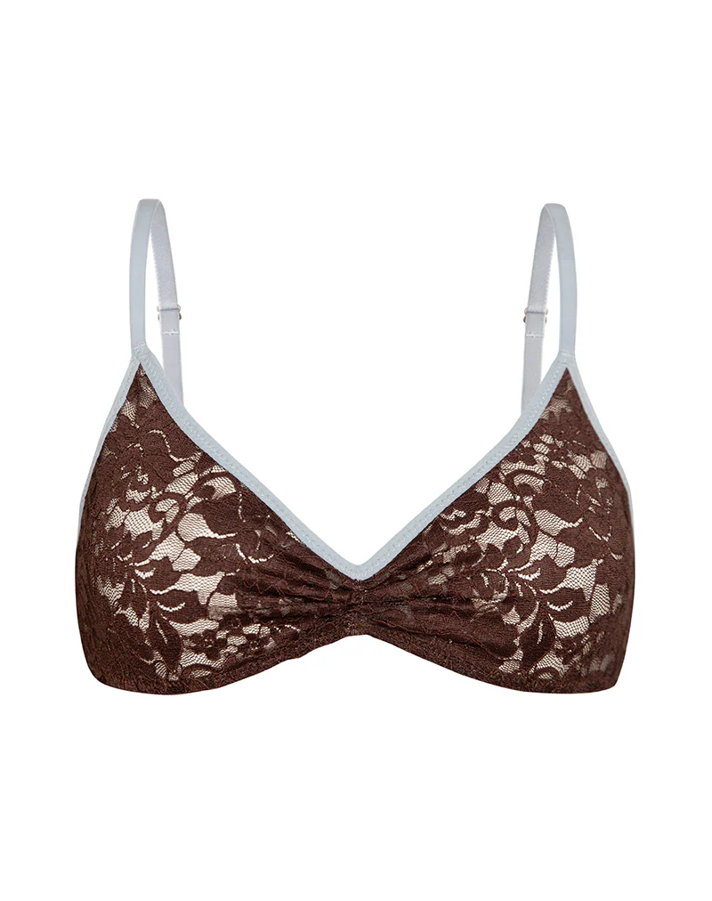 Lengkai Bra in Lace Chocolate with Blue Binding - Image 5