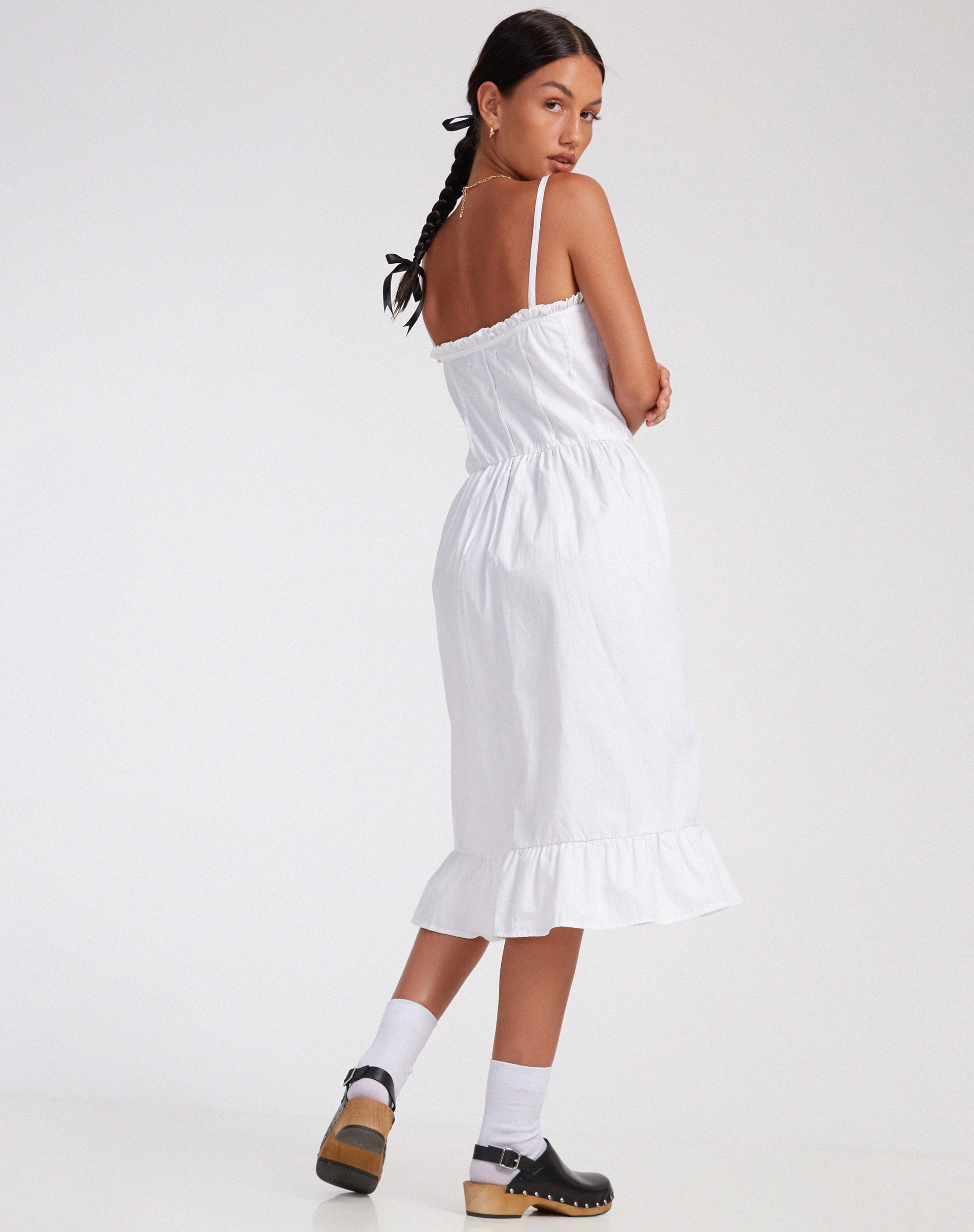 Lennox Midi Dress in Poplin White - Image 4