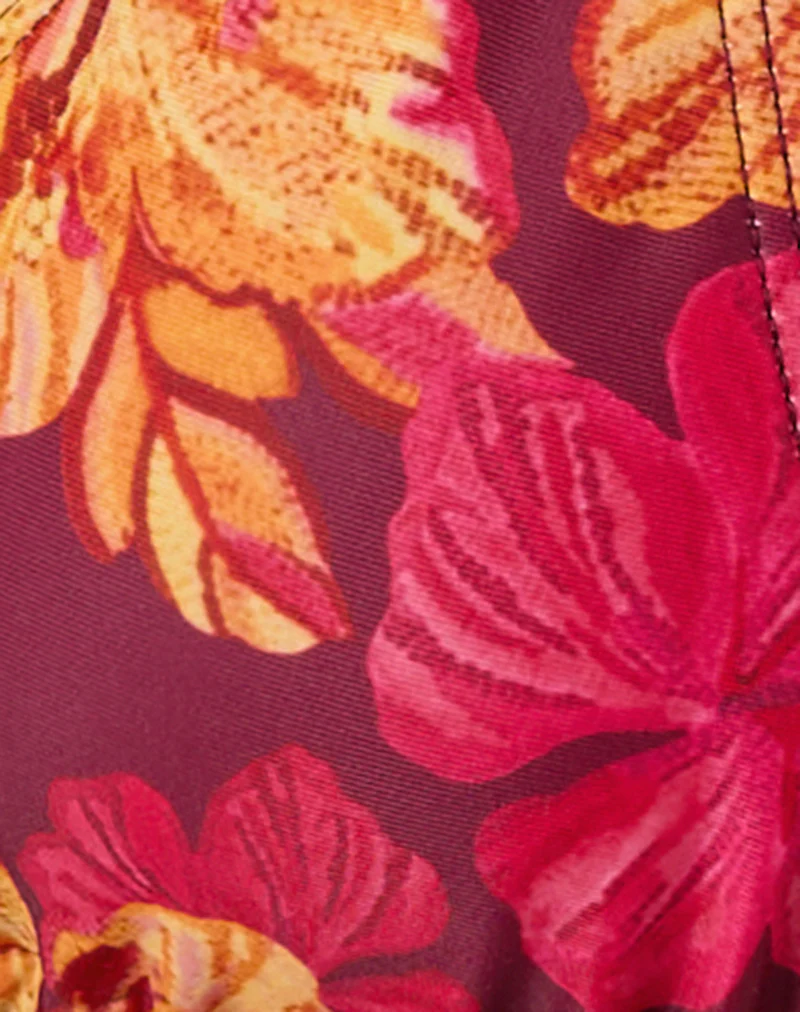 Lentra Bikini Bottom in Sketchy Hibiscus Burgundy - Image 6