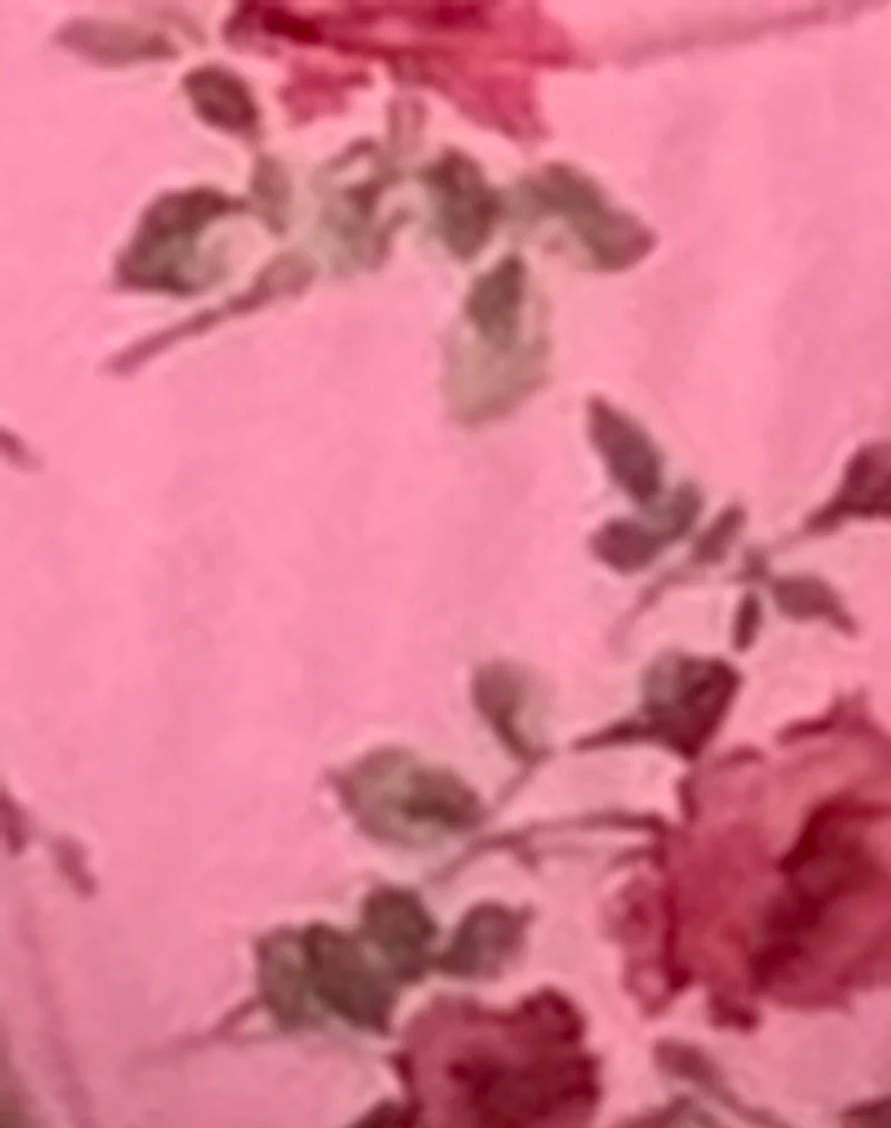 Lentra Bikini Bottom in Pink Floral Bloom with Picot Trim - Image 5