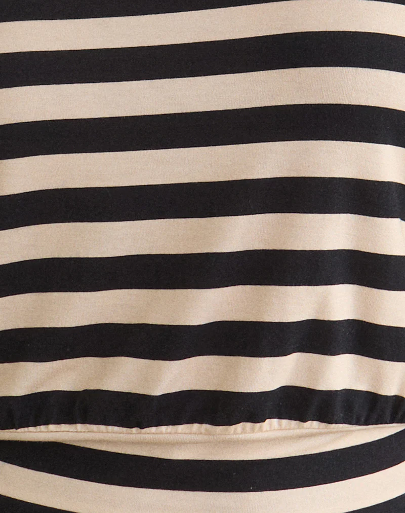 Leocadia Bandeau Top in Cupro Stripe Black and Ivory - Image 8
