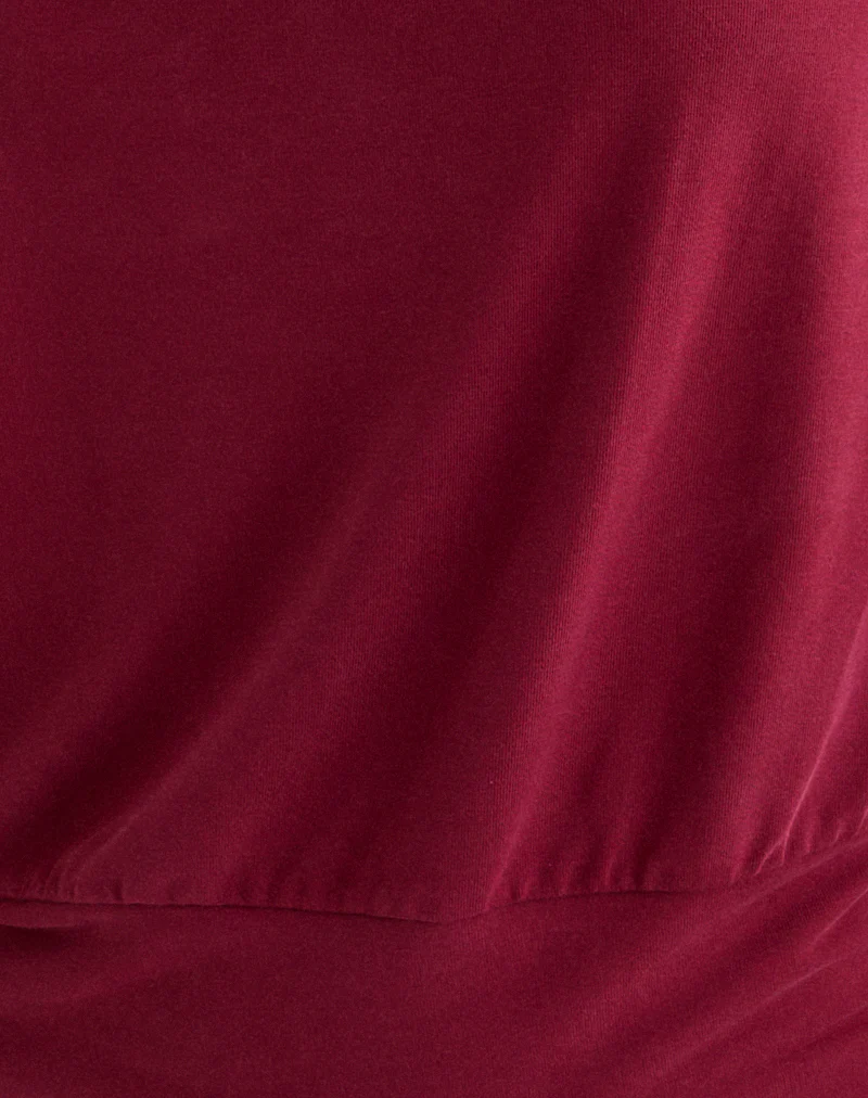 Leocadia Bandeau Top in Cupro Dark Red - Image 6