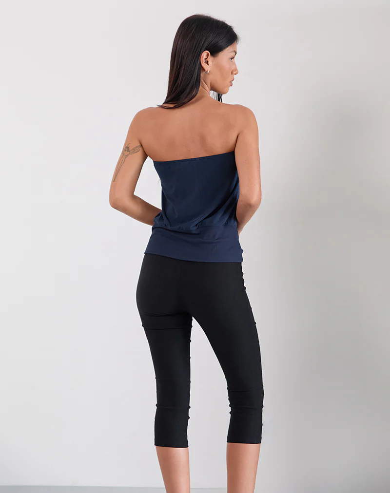 Leocadia Long Bandeau Top In Cupro Navy - Image 3