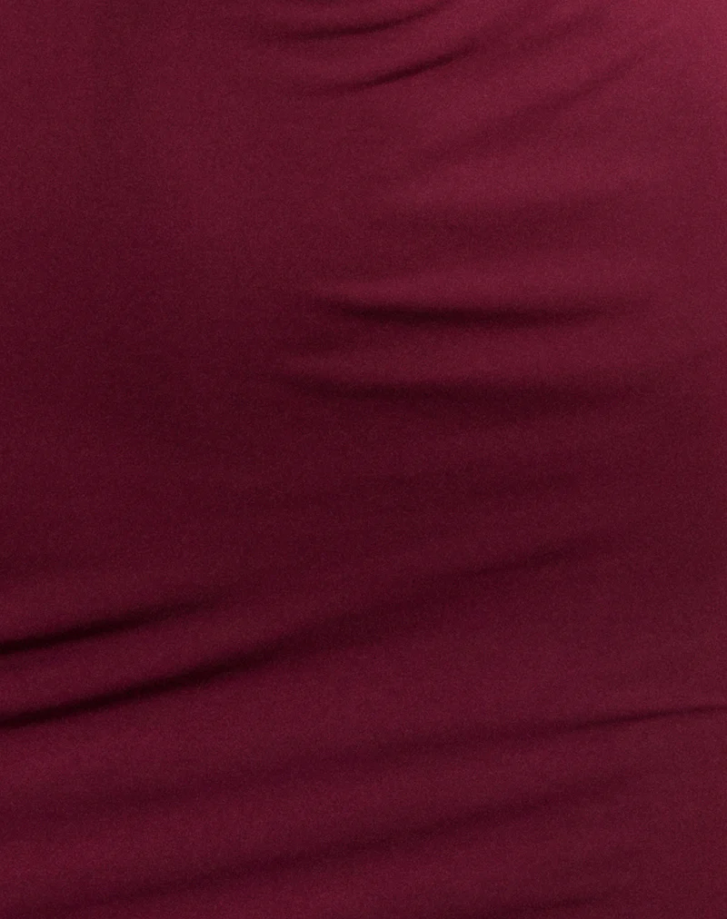 Leona Twist Mini Dress in Wine Red - Image 6