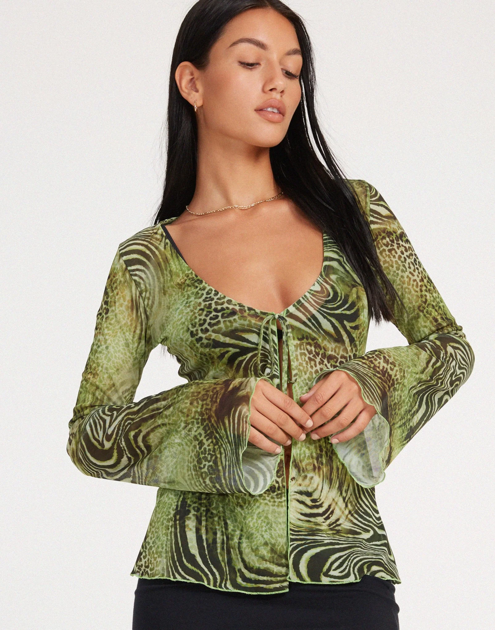 Leony Cardi in Mesh Cheetah Green - Image 2