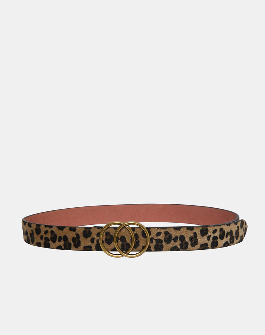 Leopard Leather Belt with Round Buckle - Image 4