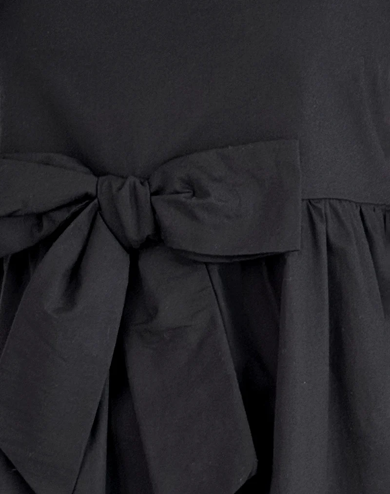 Leshiana Mini Dress in Poplin Black - Image 6