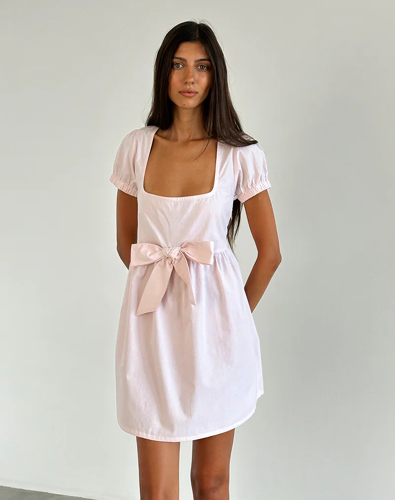 Leshiana Mini Dress in Poplin Light Pink - Image 4