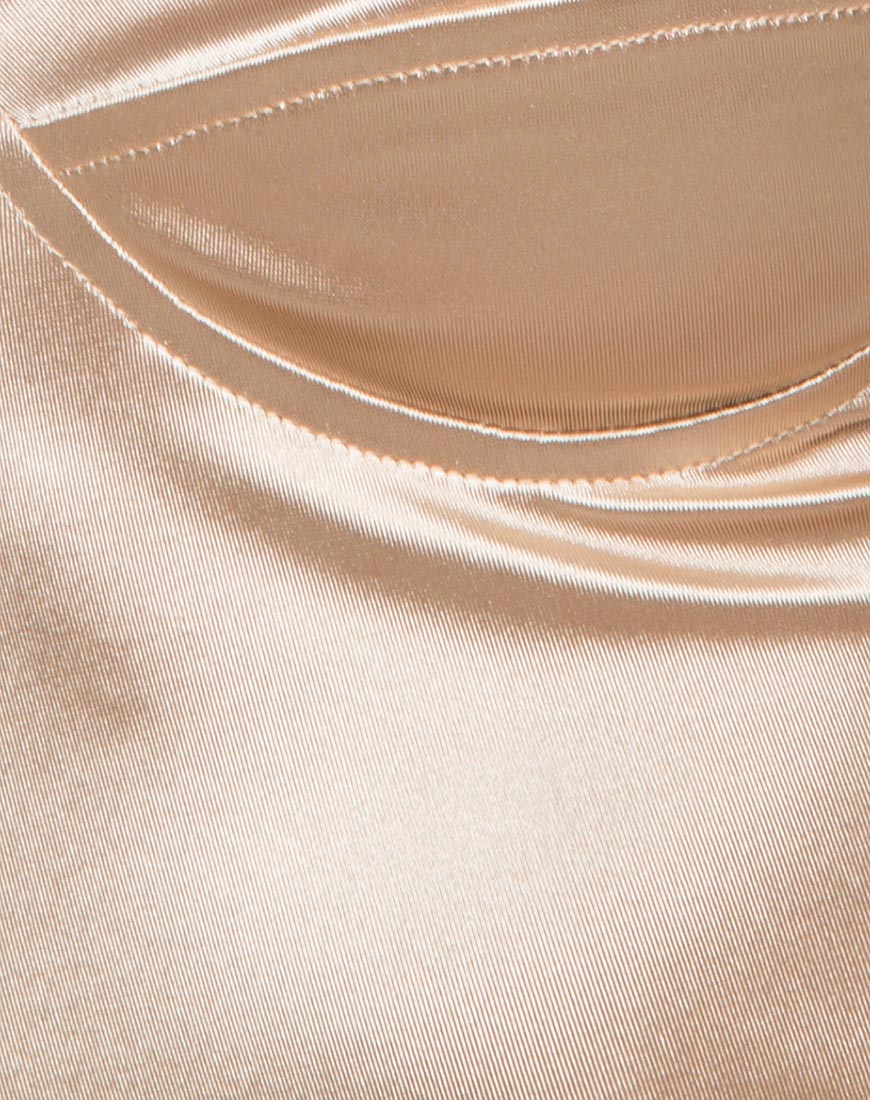 Leta Bodycon Dress in Gold Satin - Image 5