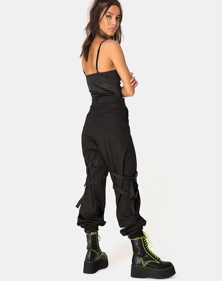 Letta Bodice in Satin Black with Lime Lace Trim - Image 4